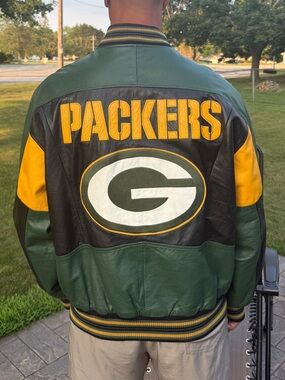 Vintage Carl Banks Green Bay Packers Leather Jacket